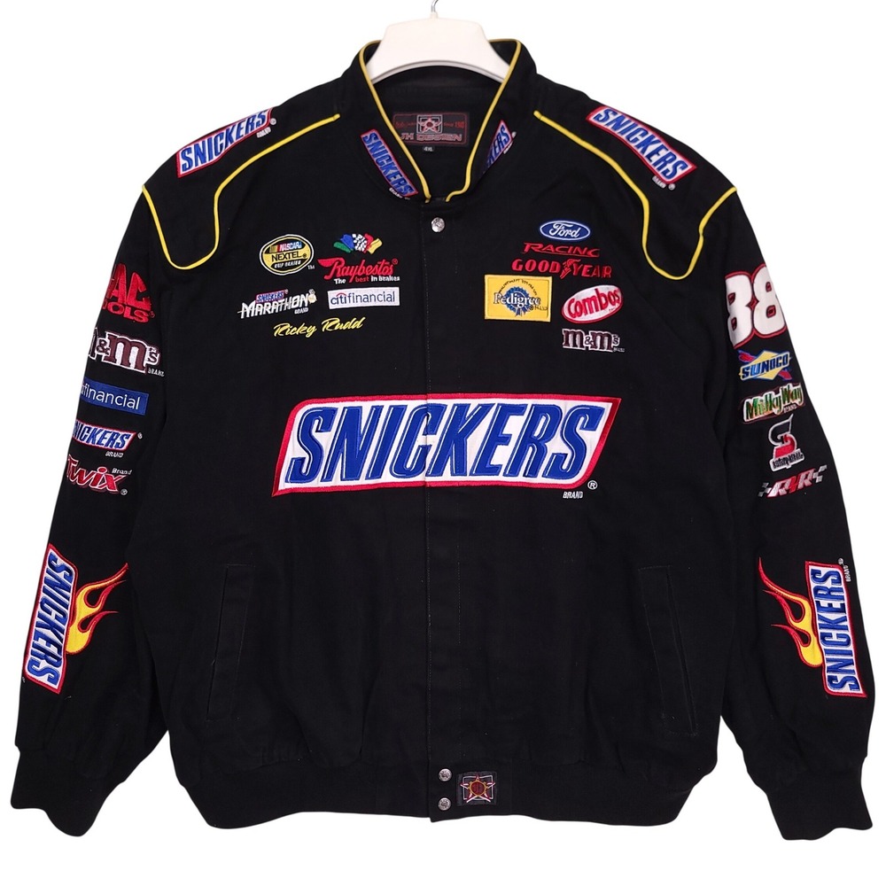 Snickers Ricky Rudd NASCAR Racing Jacket Jeff Hamilton JH Designs Black Mens 4XL